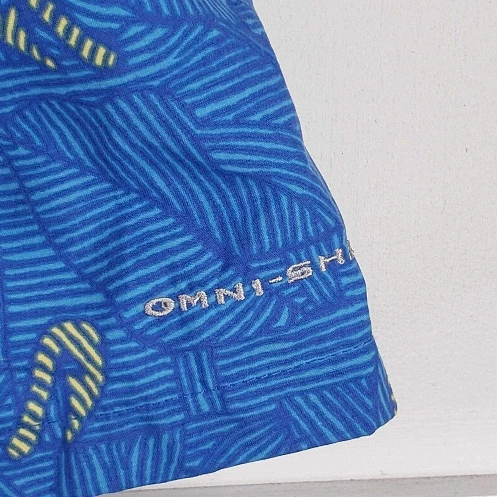 Columbia Omni-Shade Men’s Swim Trunks Blue Size XL Geometric Fish PFG Pockets